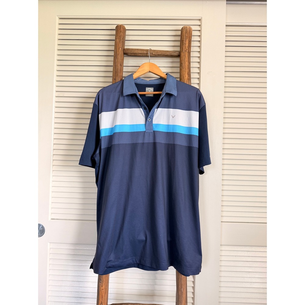 Callaway Polo Shirt Mens‎ XL Blue Excellent Opti-Dri Colorblock Golf Top
